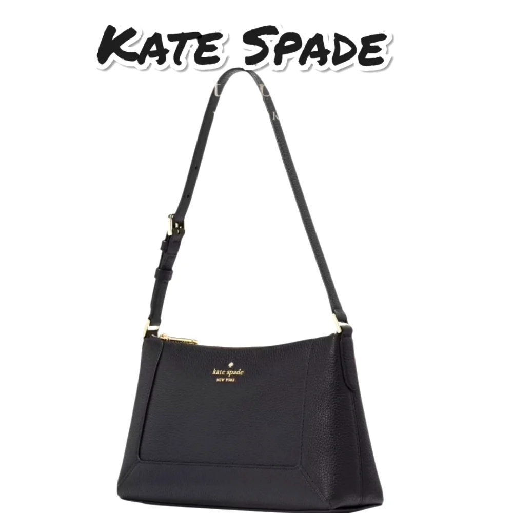Kate Spade Black Structured Shoulder Bag with Gold Accent